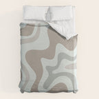 Liquid Swirl Abstract Pattern in Taupe Gray and Light Ice Blue Duvet Cover Gallery Image 6
