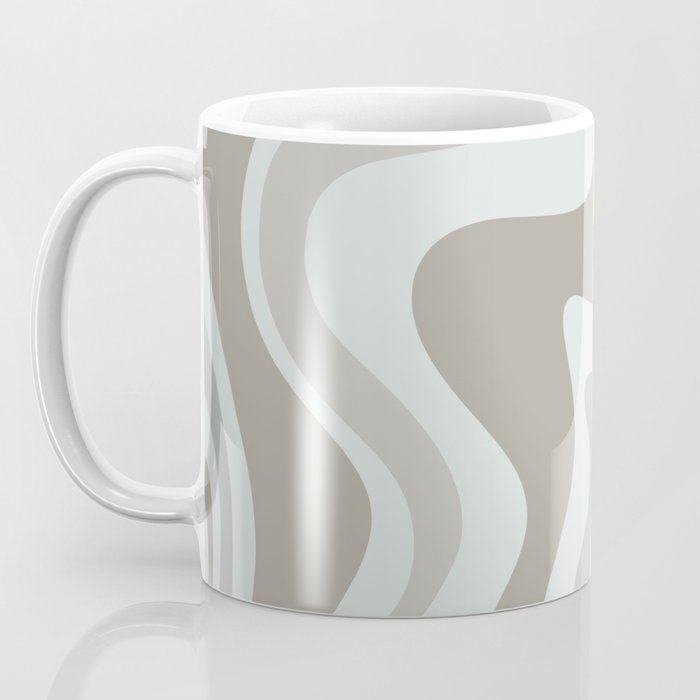 Liquid Swirl Abstract Pattern in Taupe Gray and Light Ice Blue Coffee Mug Gallery Image 3