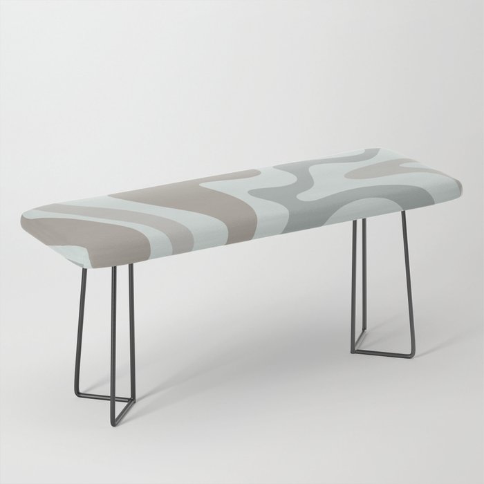 Liquid Swirl Abstract Pattern in Taupe Gray and Light Ice Blue Bench Gallery Image 1