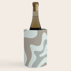 Liquid Swirl Abstract Pattern in Taupe Gray and Light Ice Blue Wine Chiller Gallery Image 1