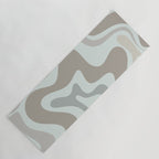 Liquid Swirl Abstract Pattern in Taupe Gray and Light Ice Blue Yoga Mat Gallery Image 1