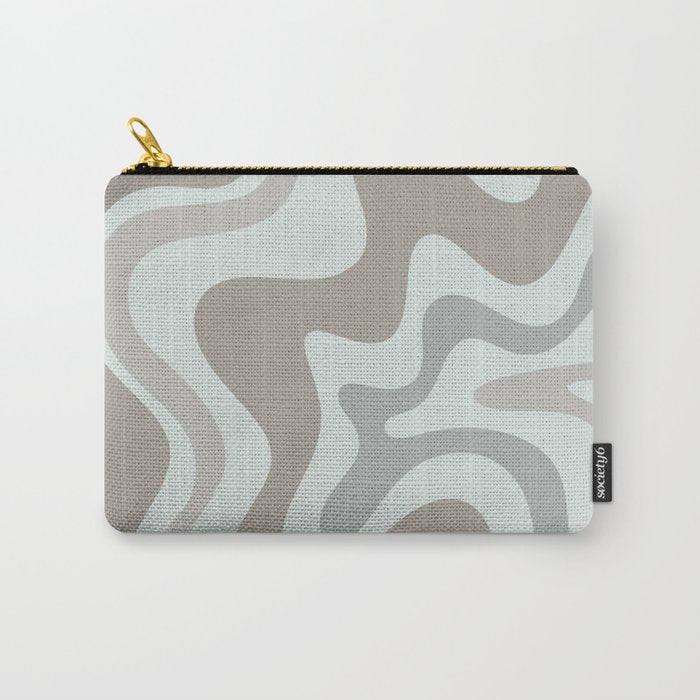 Liquid Swirl Abstract Pattern in Taupe Gray and Light Ice Blue Carry All Pouch Gallery Image 1