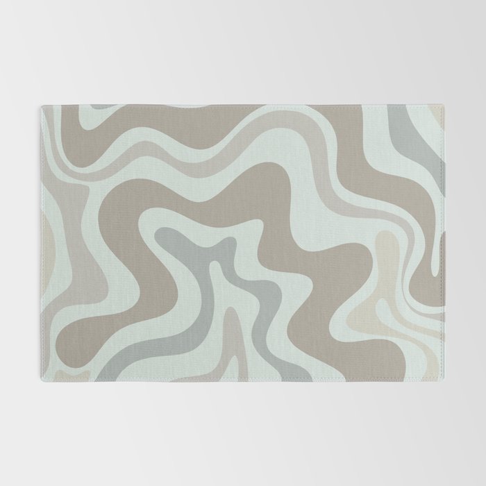 Liquid Swirl Abstract Pattern in Taupe Gray and Light Ice Blue Rug Gallery Image 2