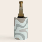 Liquid Swirl Abstract Pattern in Taupe Gray and Light Ice Blue Wine Chiller Gallery Image 3