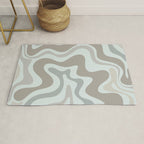 Liquid Swirl Abstract Pattern in Taupe Gray and Light Ice Blue Rug Gallery Image 1