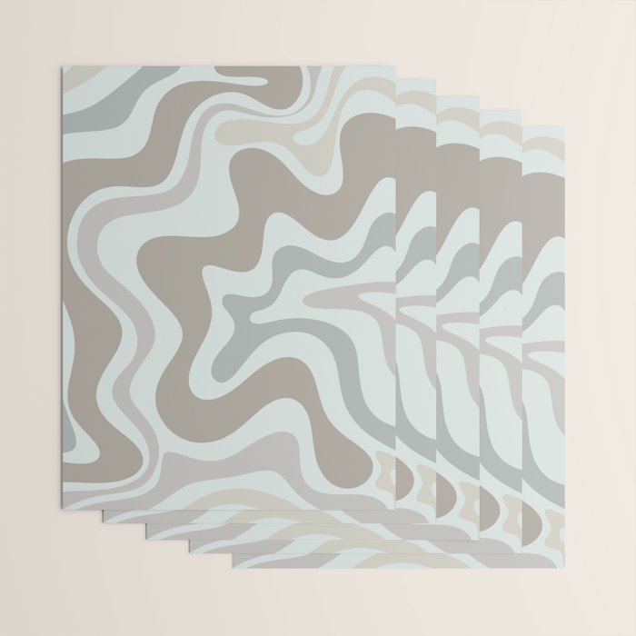 Liquid Swirl Abstract Pattern in Taupe Gray and Light Ice Blue Wrapping Paper Gallery Image 3