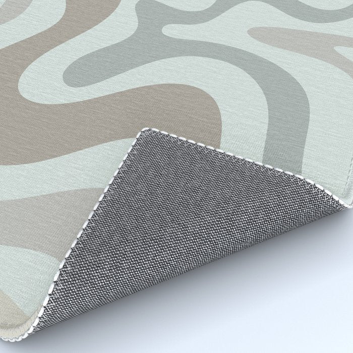Liquid Swirl Abstract Pattern in Taupe Gray and Light Ice Blue Rug Gallery Image 4