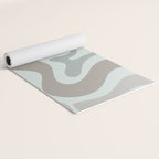 Liquid Swirl Abstract Pattern in Taupe Gray and Light Ice Blue Yoga Mat Gallery Image 2