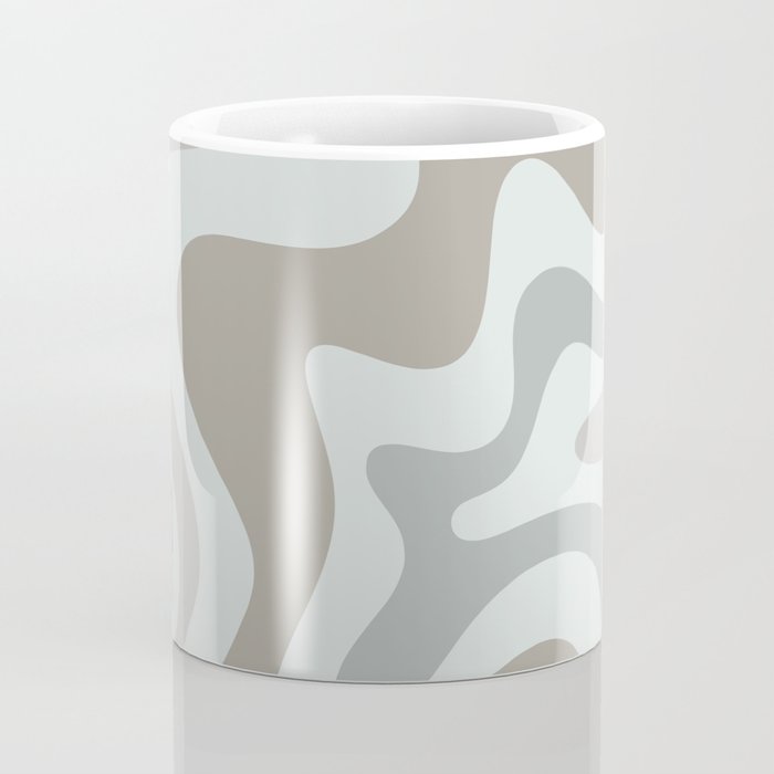 Liquid Swirl Abstract Pattern in Taupe Gray and Light Ice Blue Coffee Mug Gallery Image 4