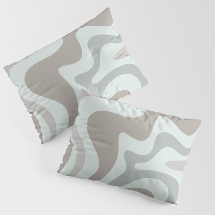 Liquid Swirl Abstract Pattern in Taupe Gray and Light Ice Blue Pillow Sham Gallery Image 1