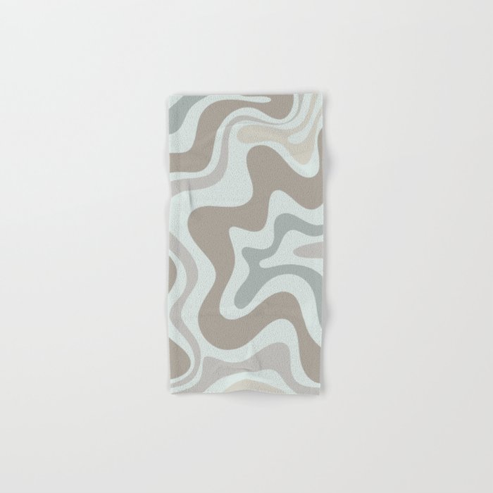 Liquid Swirl Abstract Pattern in Taupe Gray and Light Ice Blue Bath Towel Gallery Image 1