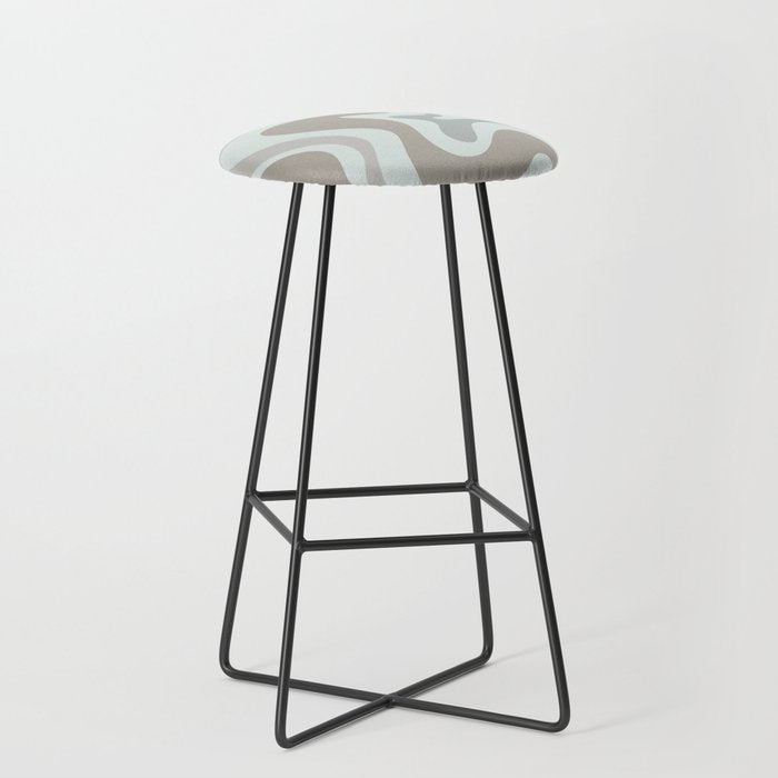 Liquid Swirl Abstract Pattern in Taupe Gray and Light Ice Blue Stool Gallery Image 1