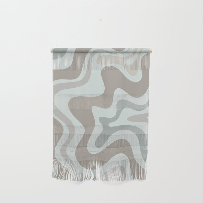 Liquid Swirl Abstract Pattern in Taupe Gray and Light Ice Blue Wall Hanging Gallery Image 1