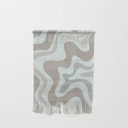 Liquid Swirl Abstract Pattern in Taupe Gray and Light Ice Blue Wall Hanging Gallery Image 1