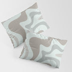 Liquid Swirl Abstract Pattern in Taupe Gray and Light Ice Blue Pillow Sham Gallery Image 3