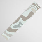 Liquid Swirl Abstract Pattern in Taupe Gray and Light Ice Blue Table Runner Gallery Image 3