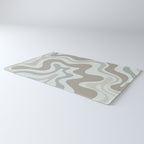 Liquid Swirl Abstract Pattern in Taupe Gray and Light Ice Blue Rug Gallery Image 3