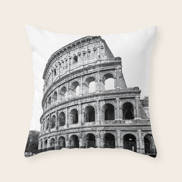 Colosseum Rome Black and White Throw Pillow Gallery Image 1