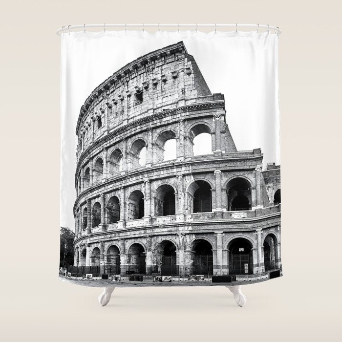 Colosseum Rome Black and White Shower Curtain Gallery Image 1