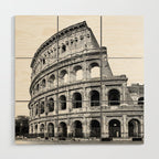 Colosseum Rome Black and White Wood Wall Art Gallery Image 1