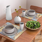 Floral Blooms, Blue, Teal, Orange, Yellow Placemat Gallery Image 2