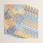 Floral Blooms, Blue, Teal, Orange, Yellow Wrapping Paper Gallery Image 3