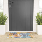 Floral Blooms, Blue, Teal, Orange, Yellow Welcome Mat Gallery Image 3
