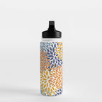 Floral Blooms, Blue, Teal, Orange, Yellow Water Bottle Gallery Image 3