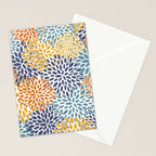 Floral Blooms, Blue, Teal, Orange, Yellow Stationery Card Gallery Image 2
