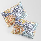 Floral Blooms, Blue, Teal, Orange, Yellow Pillow Sham Gallery Image 3