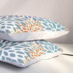 Floral Blooms, Blue, Teal, Orange, Yellow Pillow Sham Gallery Image 3