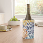 Floral Blooms, Blue, Teal, Orange, Yellow Wine Chiller Gallery Image 4