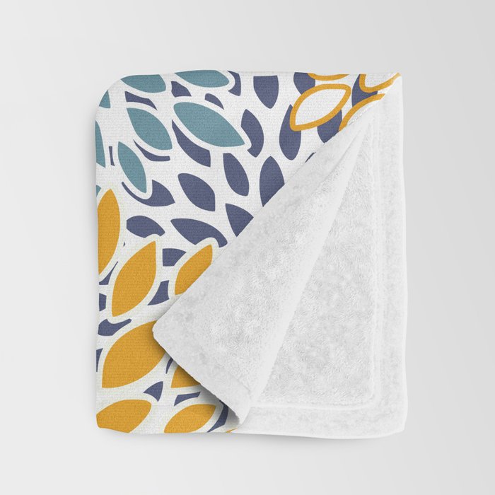 Floral Blooms, Blue, Teal, Orange, Yellow Throw Blanket Gallery Image 3