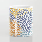 Floral Blooms, Blue, Teal, Orange, Yellow Coffee Mug Gallery Image 4