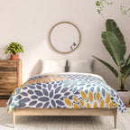 Floral Blooms, Blue, Teal, Orange, Yellow Comforter Gallery Image 3
