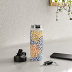 Floral Blooms, Blue, Teal, Orange, Yellow Water Bottle Gallery Image 4