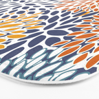 Floral Blooms, Blue, Teal, Orange, Yellow Bath Mat Gallery Image 3