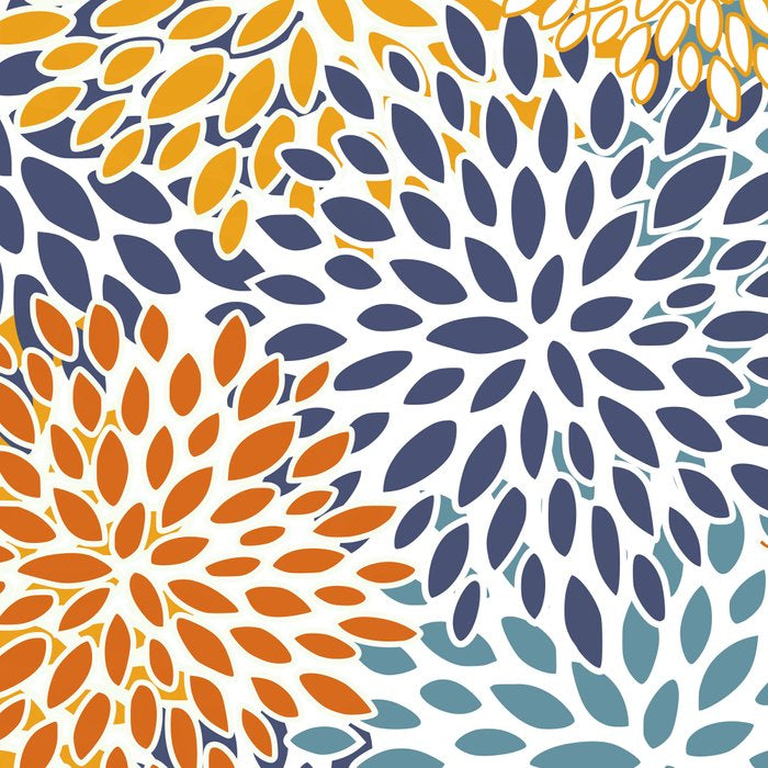 Floral Blooms, Blue, Teal, Orange, Yellow Coffee Mug Gallery Image 2