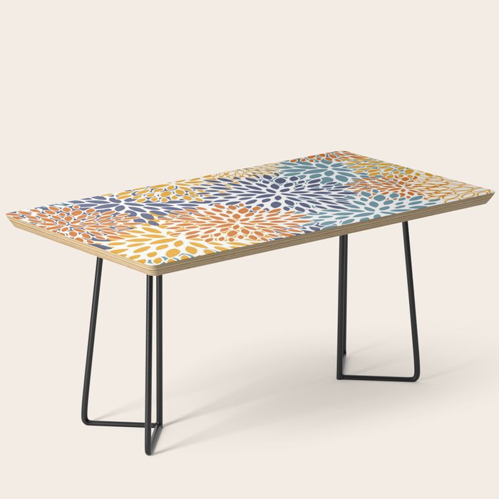 Floral Blooms, Blue, Teal, Orange, Yellow Coffee Table Gallery Image 1