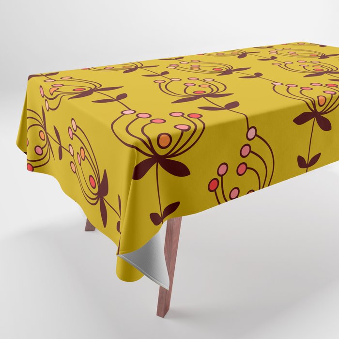 flowers on yellow seamless pattern - mustard yellow Tablecloth Gallery Image 1