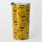 flowers on yellow seamless pattern - mustard yellow Travel Mug Gallery Image 3