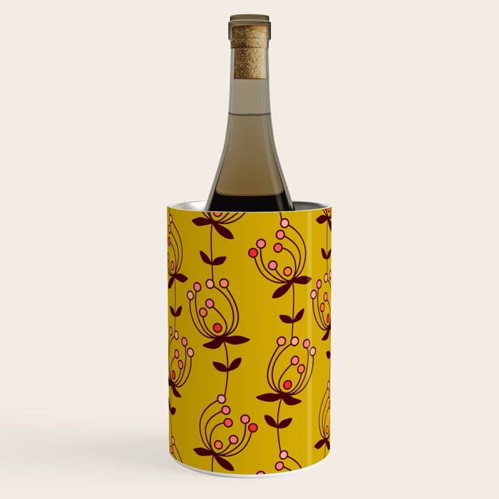 flowers on yellow seamless pattern - mustard yellow Wine Chiller Gallery Image 1