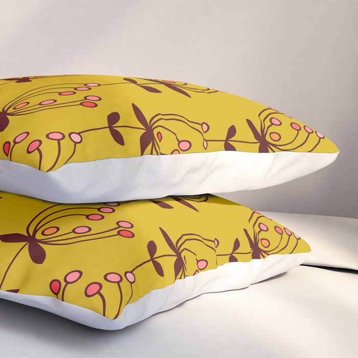 flowers on yellow seamless pattern - mustard yellow Pillow Sham Gallery Image 3