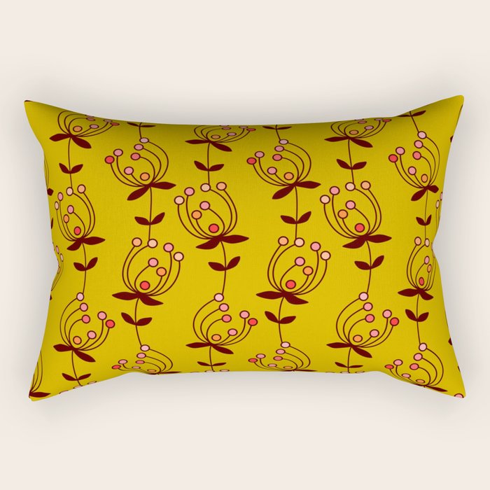 flowers on yellow seamless pattern - mustard yellow Rectangular Pillow Gallery Image 1