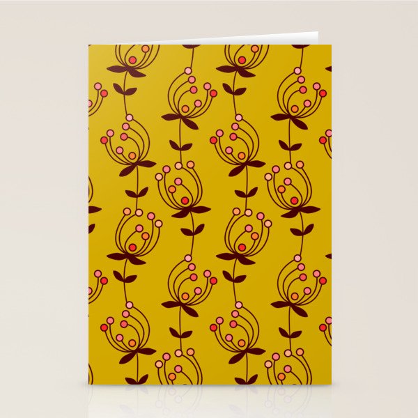 flowers on yellow seamless pattern - mustard yellow Stationery Card Gallery Image 1