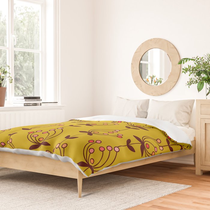 flowers on yellow seamless pattern - mustard yellow Duvet Cover Gallery Image 2