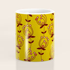 flowers on yellow seamless pattern - mustard yellow Coffee Mug Gallery Image 4