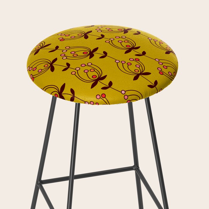 flowers on yellow seamless pattern - mustard yellow Stool Gallery Image 2