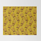 flowers on yellow seamless pattern - mustard yellow Throw Blanket Gallery Image 2