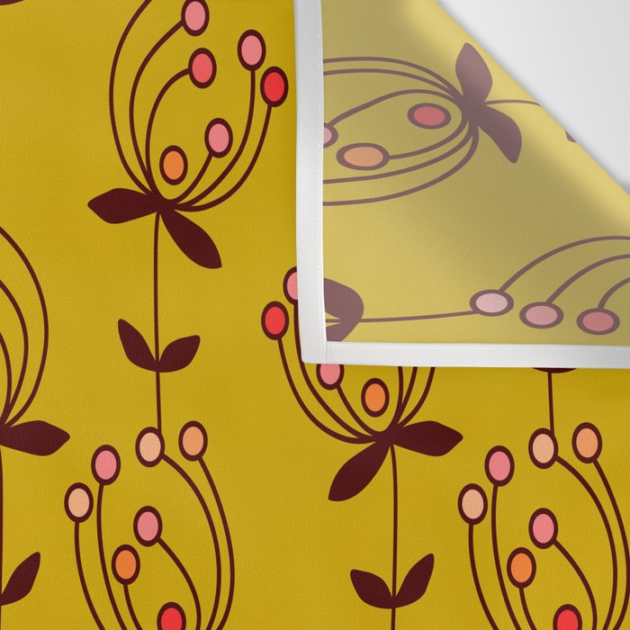 flowers on yellow seamless pattern - mustard yellow Wall Tapestry Gallery Image 3